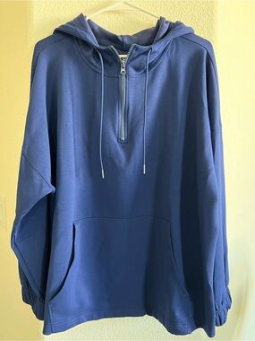Ideology 3X NWT Half-Zip Hooded Sweatshirt Kangaroo Pocket, Blue